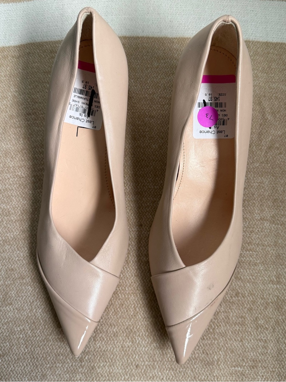 AGL Women's Nude Pointed-Toe Leather Pumps size 10.5